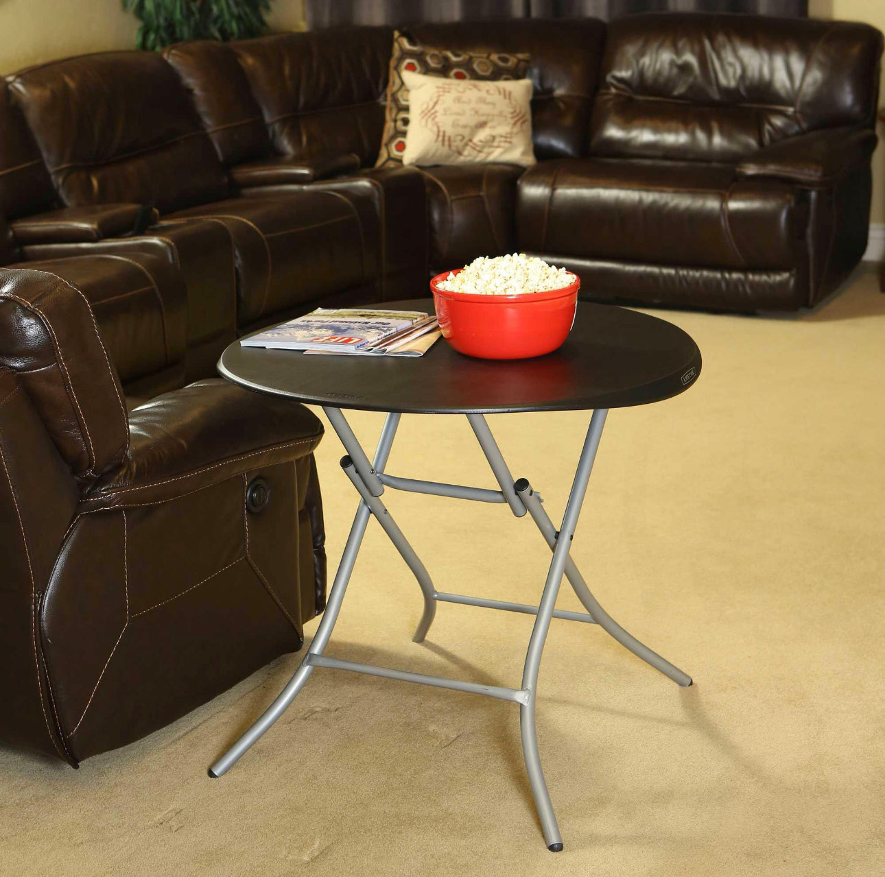 LIFETIME Mesa plegable redonda de 83cm Diámetro Color Negro